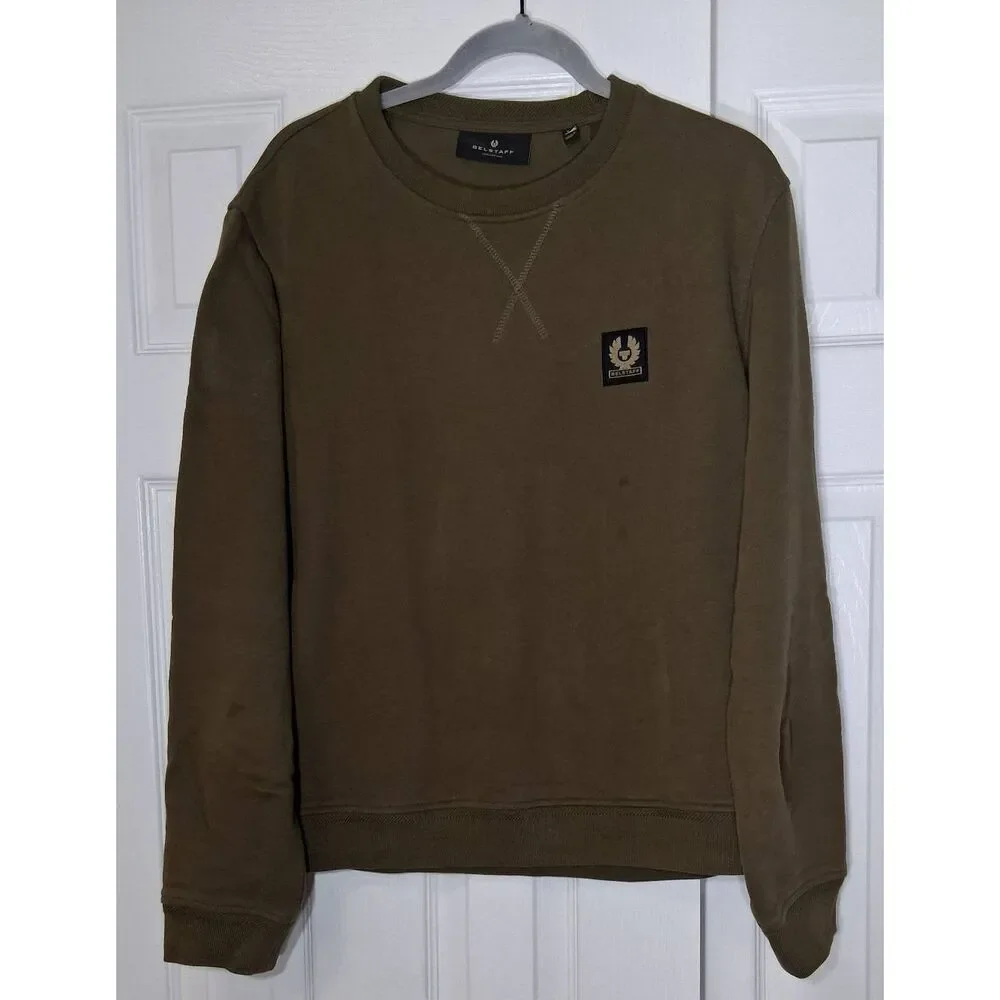 Belstaff mens medium army green sweatshirt pullover longsleeve